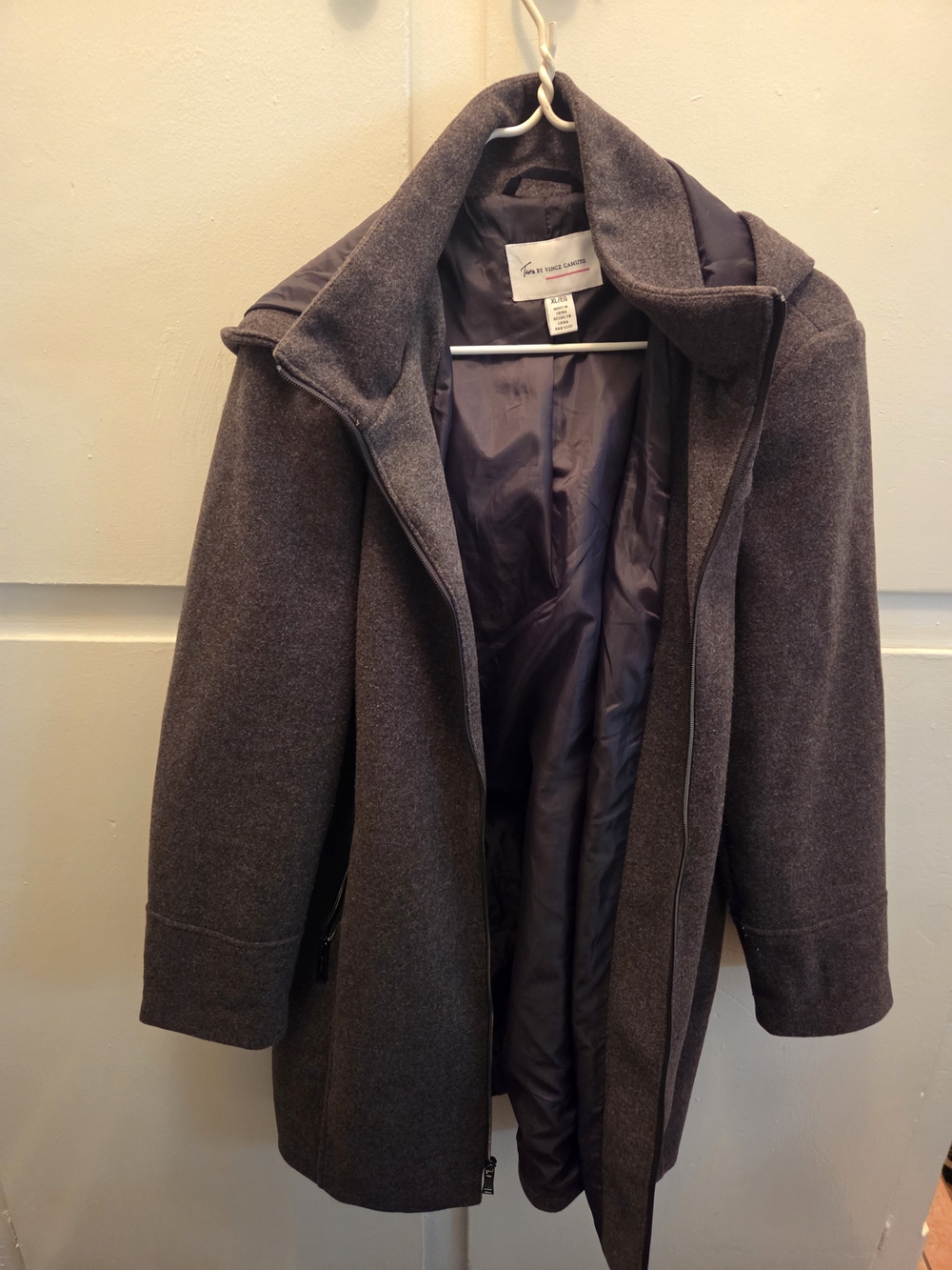 Two by Vince Camuto Dark Gray Wool Blend Trench Coat